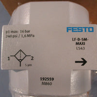 Festo LFD5MMAXI Filter Unit 192559 240 PSI 16 BAR Max LFD5MMAXI