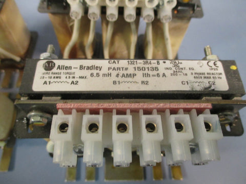 LOT OF 4 ALLENBRADLEY 3 PHASE LINE REACTOR 6.5mH 4A 690V SER A CAT# 13213R4B