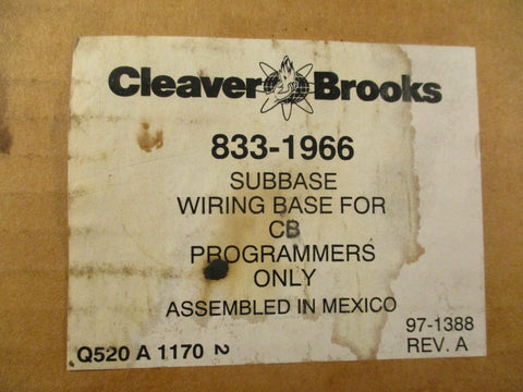 Cleaver Brooks 833-1966 Module Wiring Subbase For CB Programmers 8331966