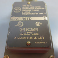Allen Bradley 802TR6TD Time Delay Oiltight Limit Switch 120V Vac Series 2