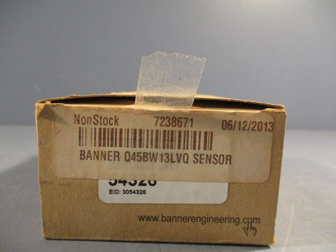 BANNER Q45BW13LVQ, 54326 Retroreflective Photoelectric Sensor 0.08 to 9 m Range