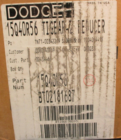 Dodge Tigear 2 15Q40R56 Gear Reducer 40:1 Ratio 0.41HP 3/4" Shaft Dia