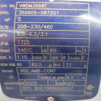 Baldor Reliance VWDM3558T Washdown Duty Motor 35S6050872G1 2HP 7/8" Shaft Dia