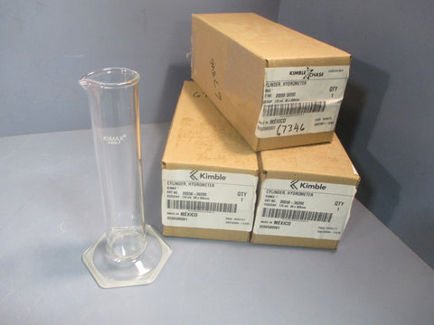 Lot of (3) Kimble Hydrometer Cylinder 175 mL, 38 x 200mm 2005838200