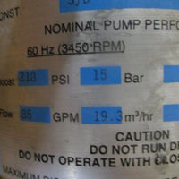 Tonkaflo SS8512E10 Multistage Centrifugal Pump 85 GPM 218 PSI