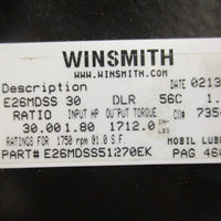 Winsmith E26MDSS51270EK Worm Gear Reducer 30:1 Ratio 1Hp 1.69" Bore