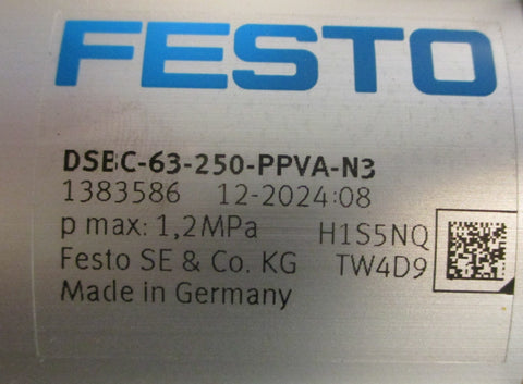 Festo DSBC63250PPVAN3 Pneumatic Cylinder 1383586 250mm Stroke 63mm Bore
