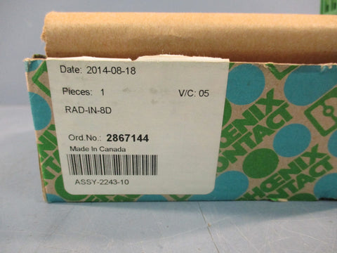 PHOENIX CONTACT RAD-IN-8D / 2867144 8 CHANNEL DIGITAL INPUT MODULE 12-30VDC
