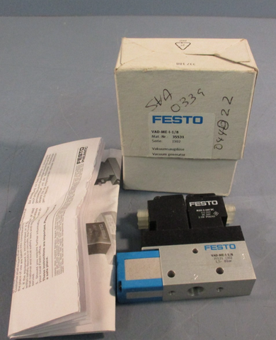 FESTO VADME11/8 Vacuum Generator 35531, 1.58 BAR OPERATING PRESSURE