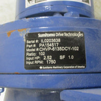 Sumitomo PA154517 Gear Reducer Inline 102:1  2.52 HP CHVP6135DCY102 1750 RPM