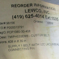 Lewco MDRB30318020… Motorized 180 x 30" Conveyor Leeson 1 HP & 125:1 Ratio