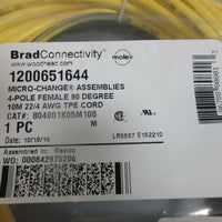WoodHead BradConnecticity 1200651644 4P Female 90° 10M Cord 804001K05M100
