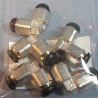 Lot of 5 Parker XEPB10 Prestolok Nickel Plated Brass Elbow Push Fittings NWOB