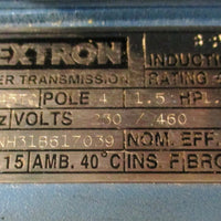 Textron NB145HC1.5BS Motor 1.5 HP, 1715 RPM, 230/460 Volt and 145TC Frame