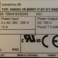 Rexroth Indradrive MI KMV03.1 Set 01 Servo Drive R911372446 380500VAC 12A 3Ph