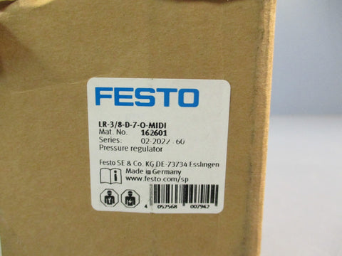 FESTO LR-3/8-D-7-0-MIDI Air Pressure Regulator 162601, 3/8 in Inlet Port