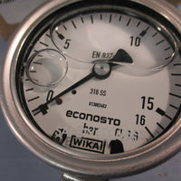 WIKA Econosto 233.50.063 0-16 BAR / EN837-1 Liquid Filled Pressure Gauge 316 SS