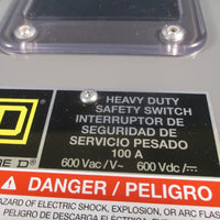 SQUARE D HEAVY DUTY SAFETY SWITCH 100 A 600 VAC HU363AWEIVW