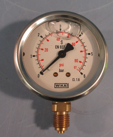 WIKA 0-6 BAR / 0-87 psi EN837-1 Liquid Filled Pressure Gauge