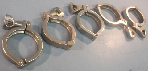 Unbranded Tri Clamp Used Sanitary Clamp Single Hinge 211/16" ID Lot of 5
