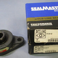 (Lot of 2) SealMaster SFT14C 2 Bolt Flange Mount Bearing 7/8" Bore Gold Line