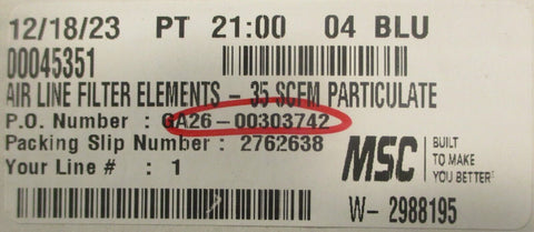 MSC Hankison 00045351 Particulate Air Line Filter Element 35 SCFM E7-16 3210429