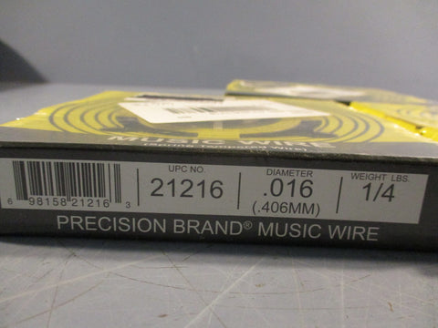 Lot of (3) Precision Brand Music Wire,, Carbon Steel, .016 Diameter, UPC# 21216