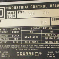 Square D 8501 XTD2 Timing Relay w/ 8501 XO 40 Form KX Series A Control Relay