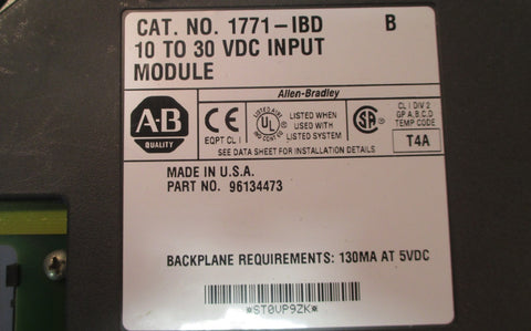 Allen Bradley 1771IBD B 10 to 30 VDC Input Module