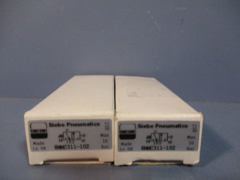 LOT OF (2) SIEBE PNEUMATICS DOUBLE SOLENOID VALVE MAX 10 BAR 8MMC311102