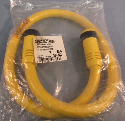 Brad Harrison/Woodhead 339020A01F030 9P MALE/FEMALE ST/ST 3" 16/9 AWG PVC CORD