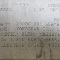 Yokogawa Admag Magnetic Flow Detector AM 208DN AB1LSA*A 80mm 3" FNTP 1/2"