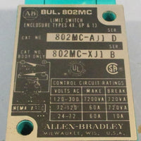 Allen Bradley 802MCAJ1 Ser D Corrosion Resistant PreWired Limit Switch
