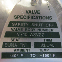 ASCO V710LASV22 Gas Valve 3" NPT 10 PSI Max Actuator Operated