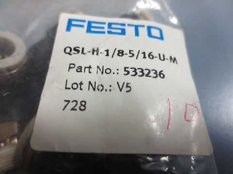 25 New Festo 533236 QSL-H-1/8-5/16-U-M Male Elbow Fittings