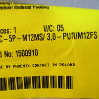 Phoenix Contact SAC5PM12MS/3,0PUR/M12FS 5Pos. Sensor/Actuator Cable 3m Long