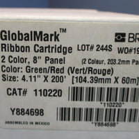 Brady Ribbon Cartridge Green/Red 2 Color 8" Panel, 4.11" x 200' 110220