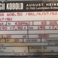 Georgii Kobold KGS 608.50 /XKL/K/VT/S2/S67/SU 190 V 7.90 A Electric Motor Used