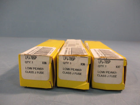 Lot of (3) Bussmann LPJ-70SP 70 Amp Fuse Class J Low Peak 600V