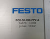 Festo DZH-50-200-PPV-A Pneumatic Cylinder 14070, C008, 200mm Stroke, 20mm Shaft
