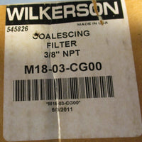 Wilkerson M18-03-CG00 Compact Coalescing Air Filter Automatic Drain .01 Micron