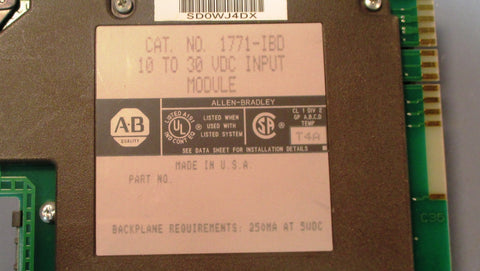 Allen Bradley 1771IBD 10 to 30 VDC Input Module Used