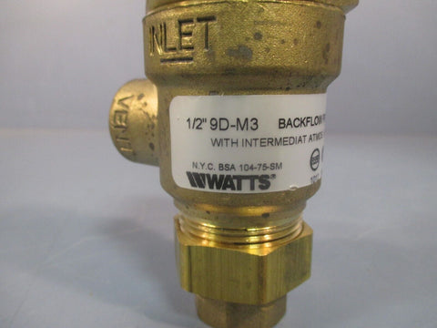 WATTS BACKFLOW PREVENTER 1/2" 9D-M3 250F 175 PSI 0062670 4A810