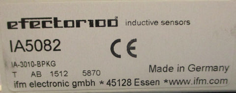 Ifm Efector IA5082 Inductive Sensor IA3010BPKG 1036VDC, 250mA, S: 10mm nf