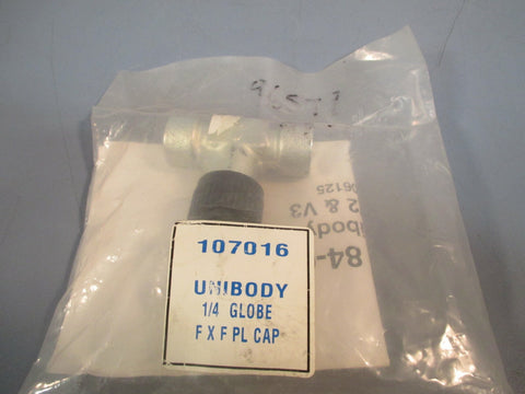 Unibody Valve 1/4" Globe F X F PL CAP