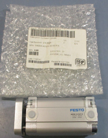 Festo ADVUL-32-50-P-A 156204 DBL Acting Pneumatic Cylinder 32mm Bore, 50mm Strk.