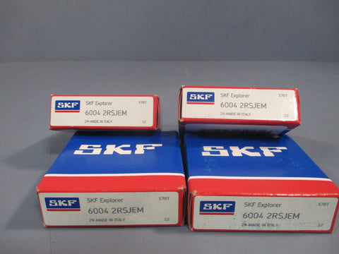 (Lot of 4) SKF Deep Groove Ball Bearing 20mm ID 42mm OD 12mm W 6004 2RSJEM
