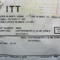 ITT 46605 Diaphragm WR 01.00 MC EPDM GR EPDM E1 Factory Sealed