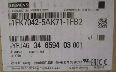Siemens 1FK70425AK711FB2 Servo Motor Inverter Duty Factory Sealed