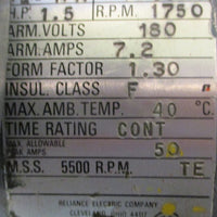 Reliance T56H1034R-UL DC Permanent Magnet Motor 1.5HP 5/8" and 7/8" Shaft Dia